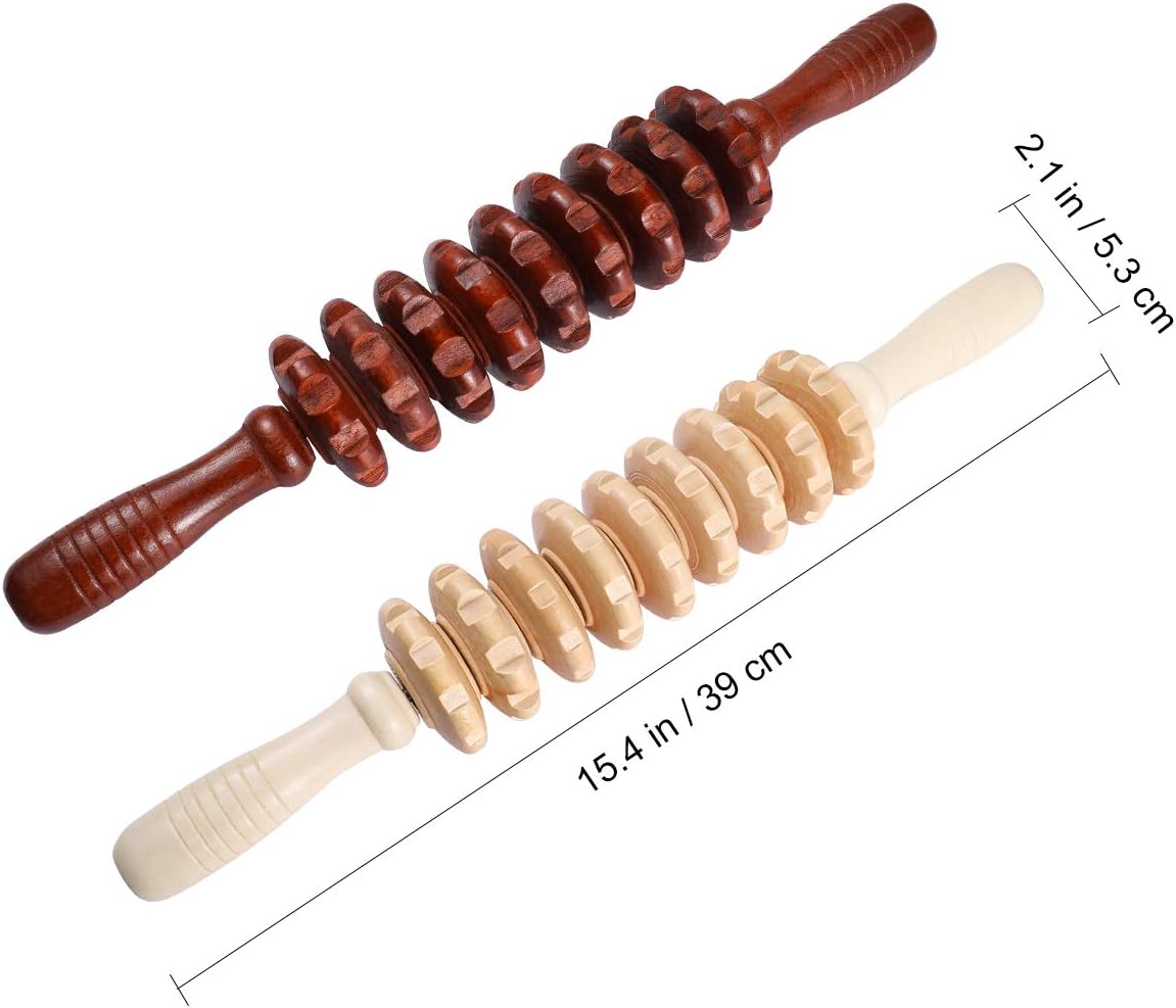 SUPVOX 2Pcs Wood Massager Roller Handheld Cellulite Blasters Massage Trigger Point Manual Muscle Release Roller Stick Massager: Health & Personal Care