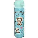 Ion8 Water Bottle, 500 ml/18 oz, Leak Proof, Easy to Open, Secure Lock, Dishwasher Safe, BPA Free, Hygienic Flip Cover, Carry Handle, Easy Clean, Odor Free, Carbon Neutral, Blue, Zebra Fans Design