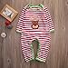 Baby Boys Girls Christmas Long Sleeve Red White Striped Reindeer Romper (90(12-18M), B)