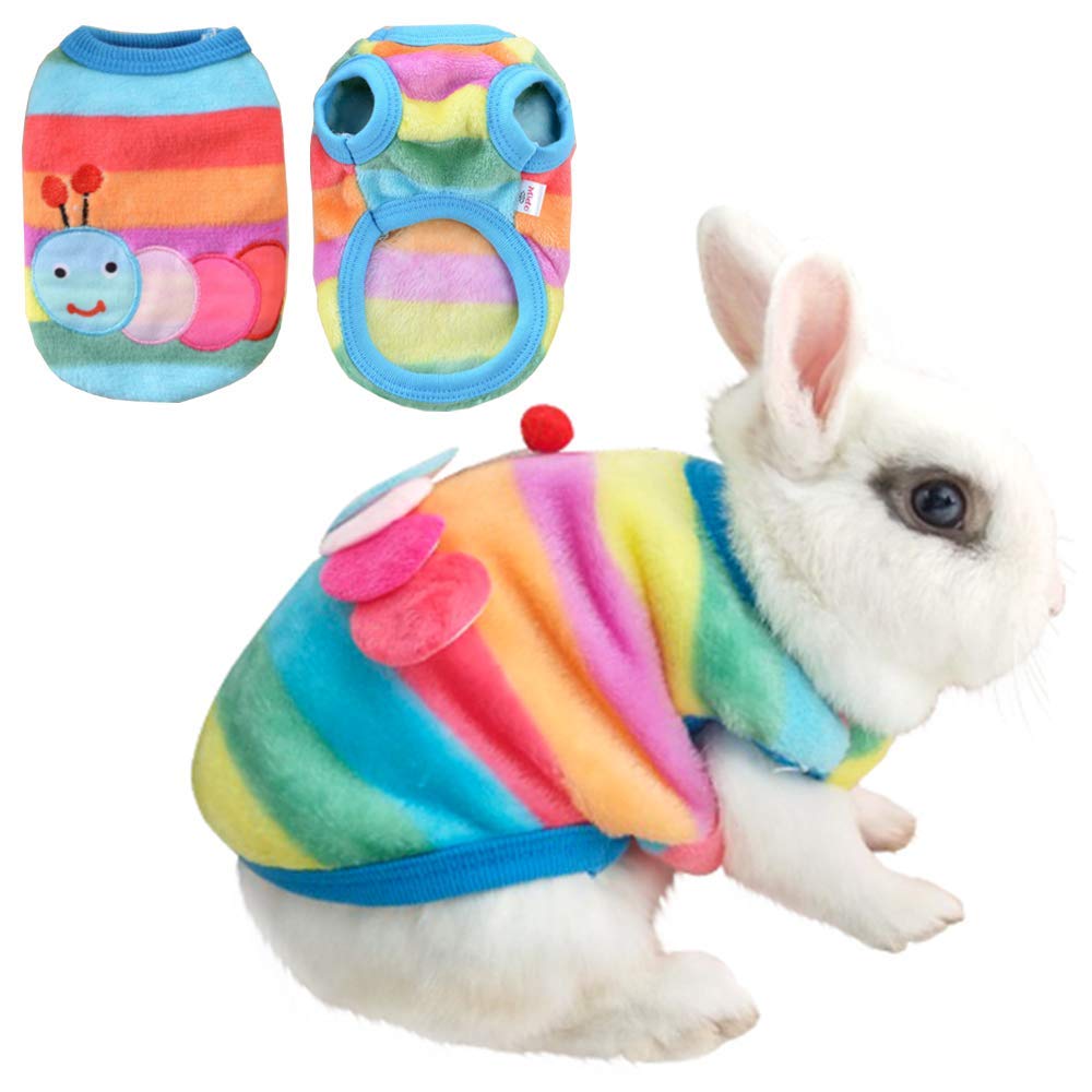ANIAC Pet Costume Cute Rabbit Clothes Soft Bunny Vest Cozy T-Shirt for Kitten Ferret Chihuahua Puppy and Small Animals (2XS, Rainbow)