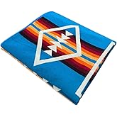 Alpaca Wool Blanket 78 x 45 Inches | Reversible 2-in-1 Throw | Thick, Ultra Soft, Breathable & Hypoallergenic | Non-Itchy | Handmade in Ecuador | Andean Design (Blue)