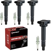 UF487 Ignition Coil Pack and Double Iridium Spark Plugs Set of 4 Compatible with 2009 2010 2011 2012 2013 2014 2015 2016 2017 Toyota RAV4 Camry 2.5L Highlander Venza Lexus ES300h 2.5 L 2.7L L4 UF507