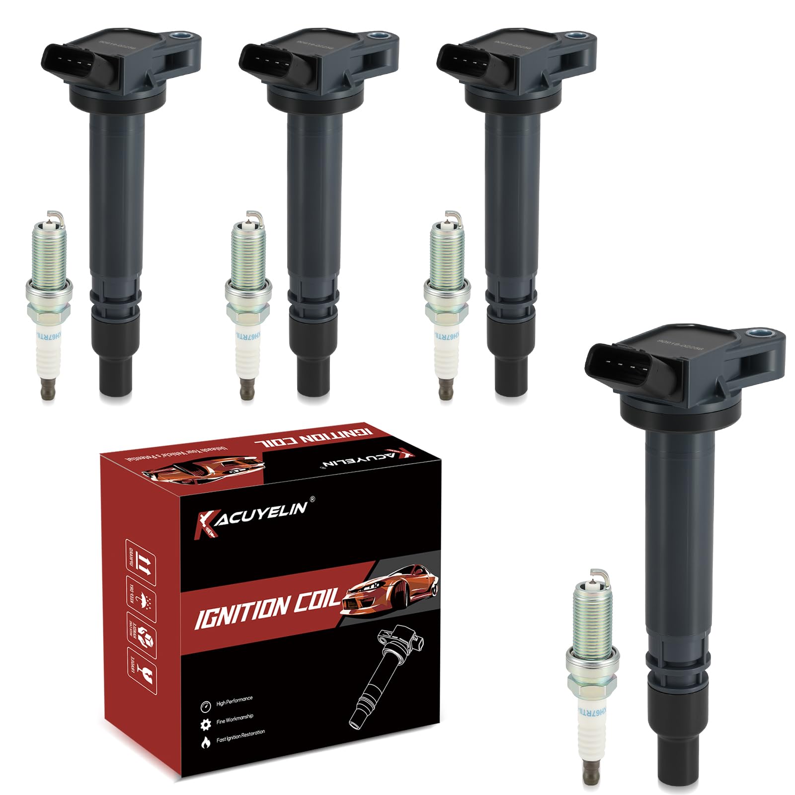 Photo 1 of UF487 Ignition Coil Pack and Iridium Spark Plugs Set of 4 Compatible with 2009 2010 2011 2012 2013 2014 2015 2016 2017 Toyota RAV4 Camry 2.5L Highlander Venza Lexus ES300h 2.5 L 2.7L L4 UF507