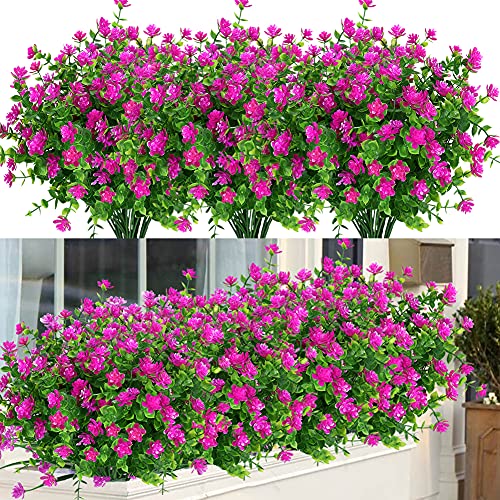 ArtBloom Lot de 6 Fleurs artificielles d'extérieur résistantes aux UV, Plantes de buis artificielles en Plastique pour intérieur et extérieur, Plantes à Suspendre, Jardin, Porche, fenêtre, Maison,