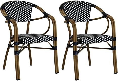 Amazon Co Jp スタッキングチェア ガーデンチェア 2脚 カフェ ラタン調 椅子 庭 ブラック ホーム キッチン