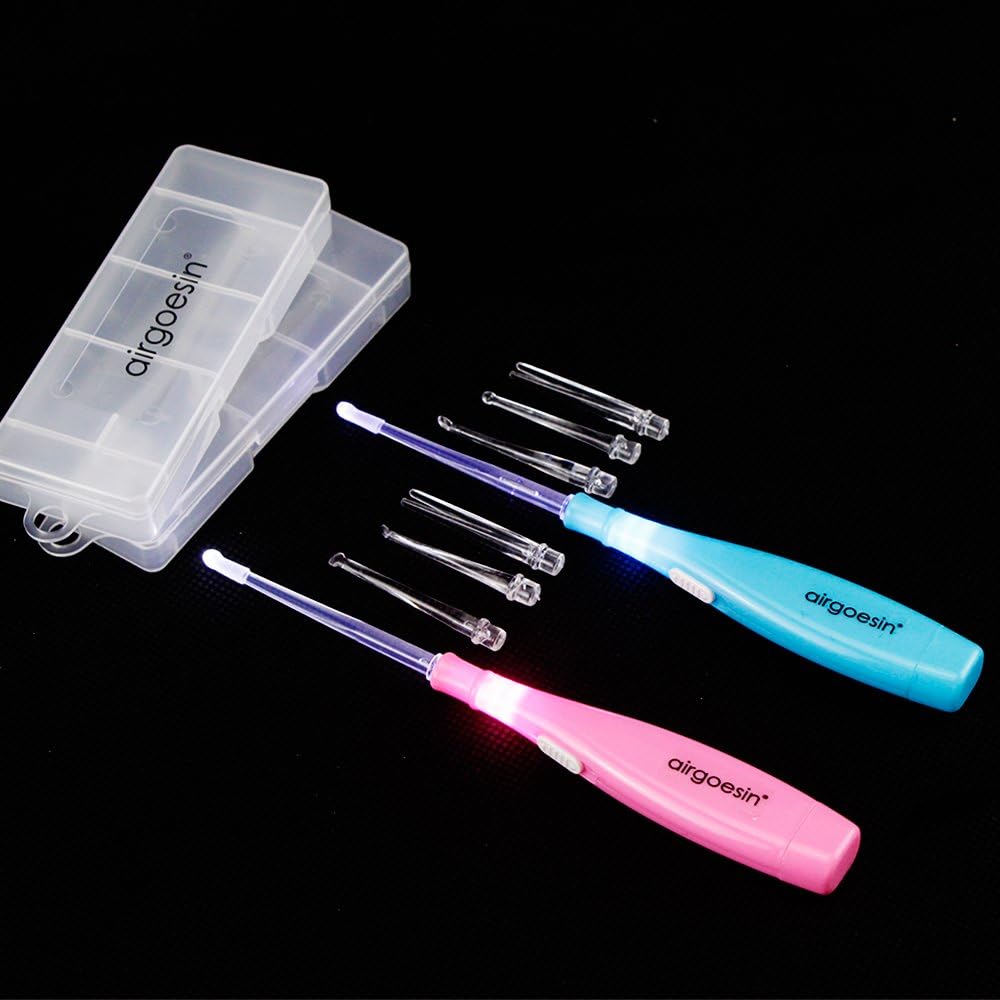 Airgoesin 2 Lighted Tonsil Stone Remove Tool, 8 Tips, Tonsillolith Pick + Case Oral Clean Longer Attachment: Health & Personal Care