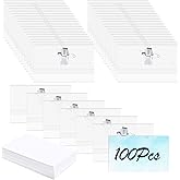 100 PCS Name Badges, Name Badges with Crocodile Clip and Safety Pin, Clear Holders Name Tags with Pins Horizontal ID Card Holder idea for School, Colleges, Offices, Corporate Event