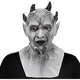 Pigmiss Scary Mask Full Head Latex Scary Devil Mask Creepy Hexagon Grey Demon Face Mask Halloween Adult Cosplay Costume Props