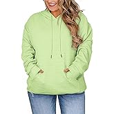 DOLNINE Plus Size Hoodies for Women Casual Long Sleeve Sweatshirts Drawstring Pullover Tops with Pocket