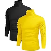 Poriff Men's Casual Turtleneck Pullover Tops Slim Fit Long Sleeve Basic Lightweight Sweaters