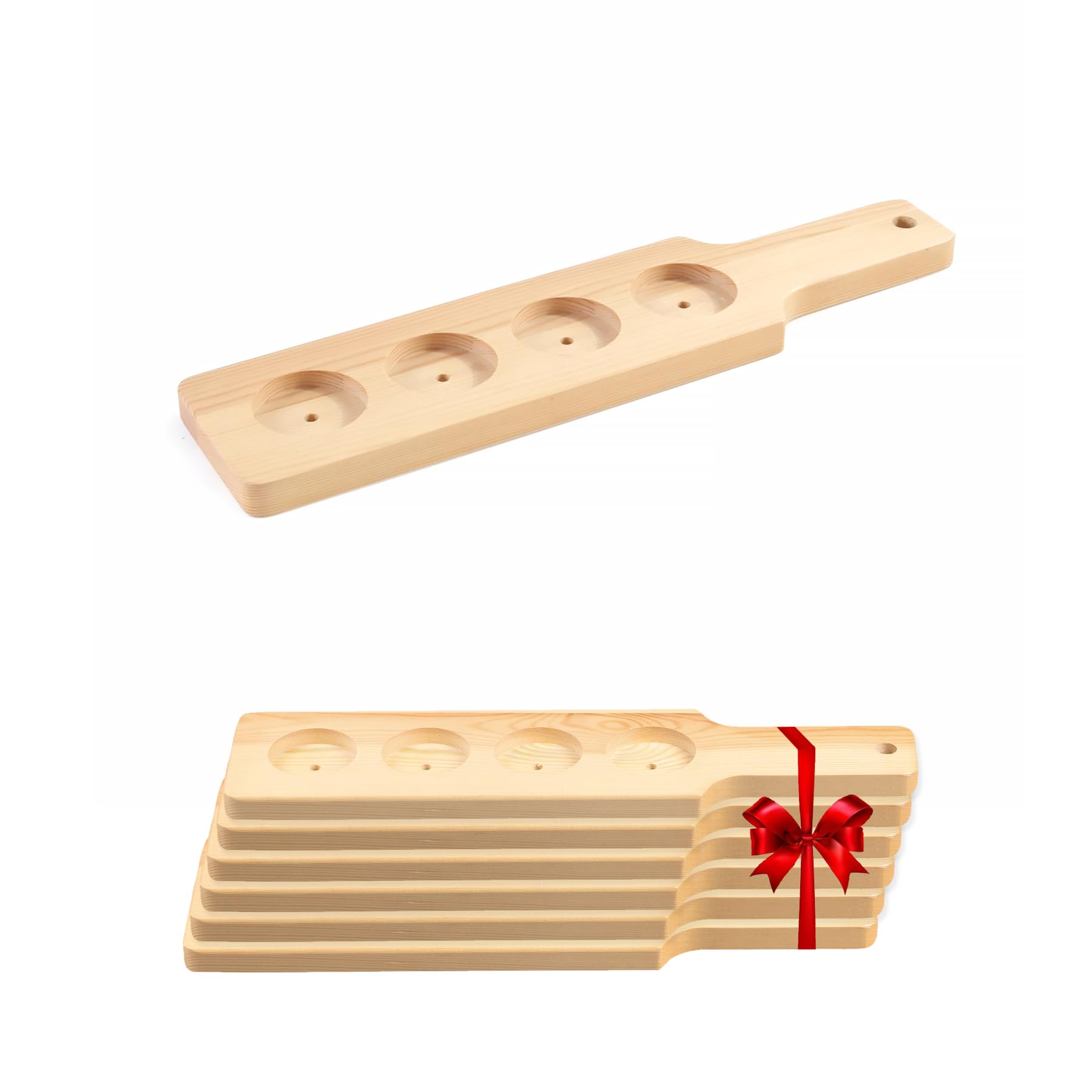 Photo 1 of LZMS 6 Pcs 14 1/2" Natural Flight Paddle - Beer Flight Board - Shot Board Serving Tray - Shot Glass Holder for Craft Beer, Whiskey, Bourbon, Wine