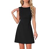 Allegra K Women's Valentine's Day Mini Dress Backless Boat Neck A-line Tank Dress Party Club Dresses
