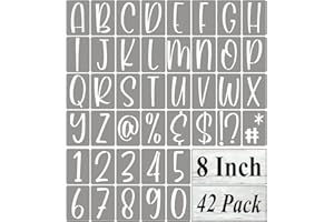 REOLAN 8 Inch Alphabet Letter Stencils for Painting - 42 Pack Letter and Number Stencil Templates with Signs for Painting on Wood, Reusable Letters and Numbers Stencils for Chalkboard Wood Signs & Wall Art