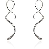Spiral Threader Earrings 925 Sterling Silver Handmade Twisted Curved Pull Through Earrings