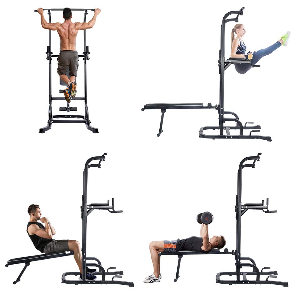 Dip Stands Sports & Outdoors MultiFunction Power Tower with Sit Up Bench,Adjustable