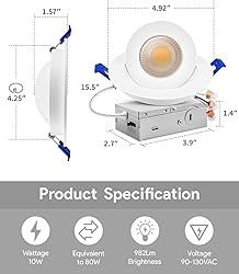 Adetu 4 inch Gimbal Led Recessed