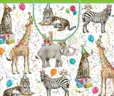 Caspari 11-1/2 by 4 by 9-1/2-Inch Gift Bag, Large, Party Animals