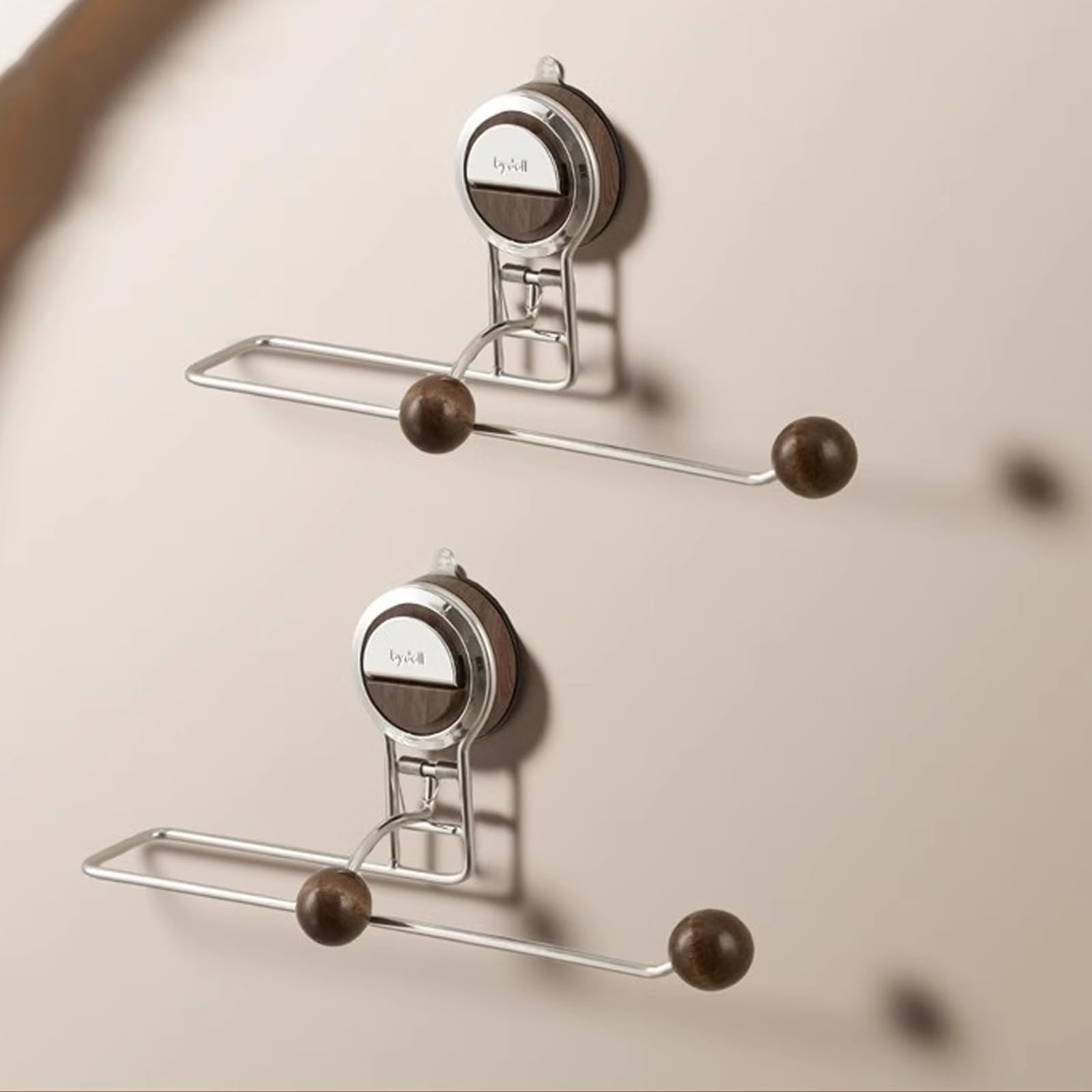 Photo 1 of Suction Cup Paper Towel Holder,Paper Towel Golder Wall Mount with Tension Arm,One-Handed Tear,Stainless Steel and Wooden Paper Towels Holder for Under Cabinet,Countertop Kitchen Bathroom Decor (2)