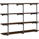 HITOMEN Industrial Iron Pipe Shelves, 3 Set 4-Tier 41.5" Tall 12" Depth, DIY Open Bookshelf Bookcase, Wall Mounted Vintage Re