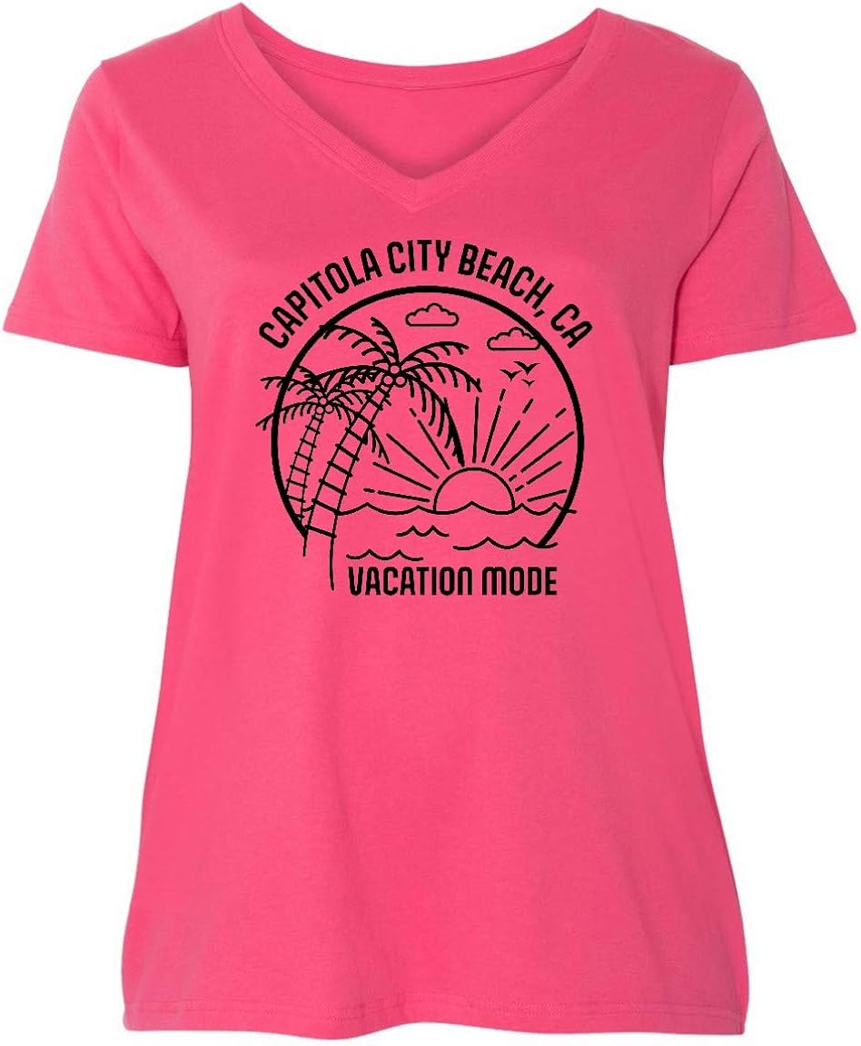inktastic Summer Vacation Mode Capitola City Beach Women's Plus Size VNeck Clothing