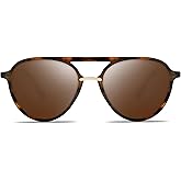 SOJOS Retro Aviator Polarized Sunglasses for Women Men Double Bridge Ladies Shades