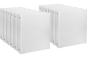 EEHZTSI Round Ring Binder, Standard 1-inch 3 Ring Binder Fit Letter Size Paper, Presentation View Binders for School/Office/Home, White, 12-Pack