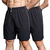 Gaglg Men's 7" Athletic Shorts 2 Pack Quick Dry Workout Running Shorts with Zipper Pockets