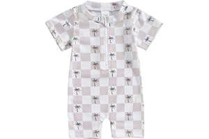 Cevoerf Infant Baby Boy Girl One Piece Swimsuit Rash Guard Shirt Bathing Suit Zip Up Swimwear