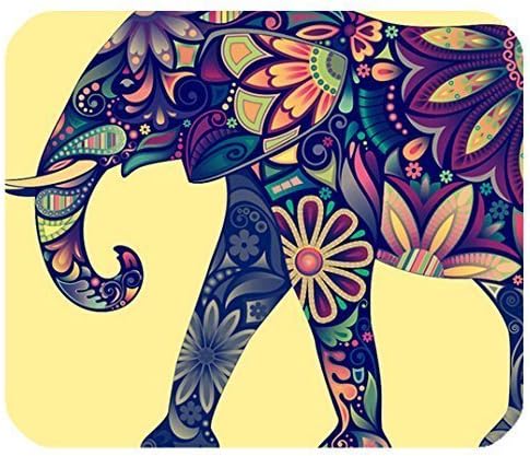 Schoolsupplies Rectangle Mouse Pad Mat With Aztec Elephant Image Cloth Cover Non-slip Backing