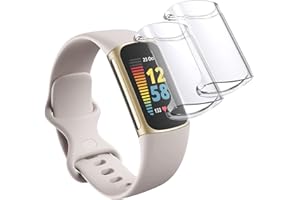 WUWOCJ 2-Pack Screen Protector Case Compatible with Fitbit Charge 5/Charge 6, Ultra-Thin Soft TPU Bumper All-Around Protective Case (Clear/Clear)