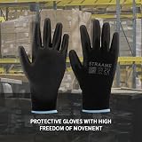 Straame Black Safety Work Gloves Pack 12 L PU Nylon Non-Slip Dexterity view 7