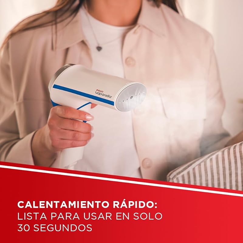 Vaporella Vertical Styler GSM50B, ferro a vapor vertical portátil para viagens, pega dobrável, aquecimento rápido 30 segundos, branco/azul