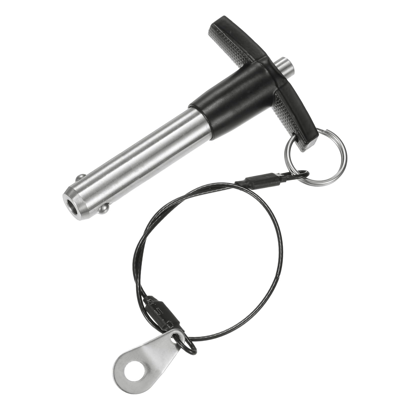 M METERXITY T Handle Lock Pin, 15/32" [12mm] Dia., 1-9/16 [40mm] Usage Length Push-Button Quick Release Locking Pins W Lanyard Cable for Speaker/Aviation/Gym/Machine [304 Stainless Steel]
