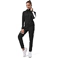 TEZO Womens Full Zip-Up Hoodie Tracksuit Set Long Sleeve Casual Jogging Suits Workout Gym 2 Piece Outfits with Pockets