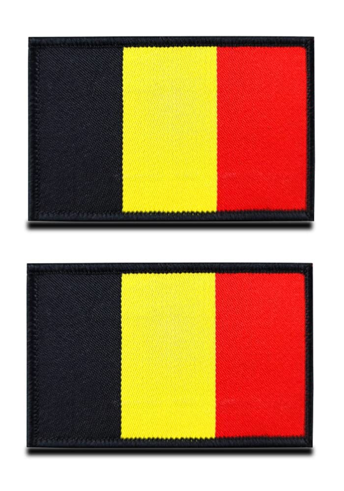 Zcketo 2 PCS Kingdom of Belgium Belgian Flag Patch Hook and Loop Embroidered National Emblem Patch for Football Billiards Team Work Clothes Jersey Backpack Caps Travel Tactical Military — image 1