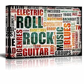 Canvas Prints Wall Art - Illustrated Graphic of Rock and Roll | Modern Wall Decor/Home Decoration Stretched Gallery Canvas Wrap Giclee Print. Ready to Hang - 12" x 18"