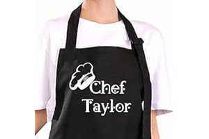 Custom Chef Apron for Men Women, Personalized Name Adult Aprons, Professional Aprons with 3 Pockets for Chefs, BBQ Apron,Cook