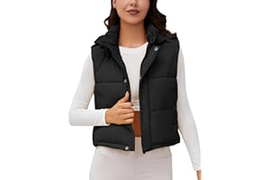 Ogfao Womens Puffer Vest with Hood Winter Warm Outerwear Cropped Vests with Pockets