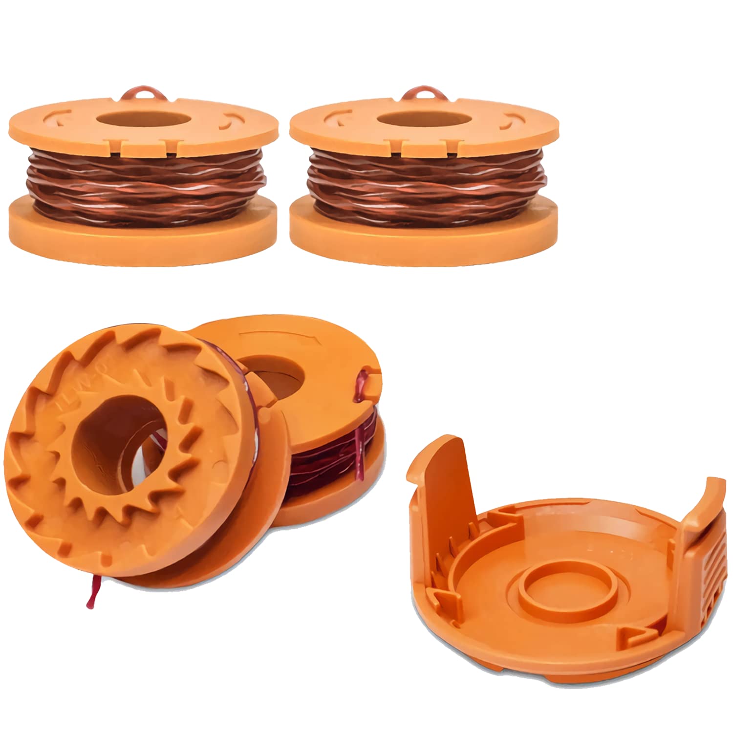 MAOZHOU Strimmer Spool Line,4 PCS Φ1.65mm 3.05m WA0004 Replacement Spool Line + WA6531 Spool Cover,Strimmer Wire Compatible with WORX Grass Trimmer WG163E WG157E WG154E WG169E