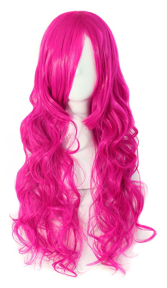 MapofBeauty 70cm Long Pink Wavy Cosplay Party Wig (Pink) — image 1