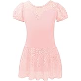 High Neck Ballet Leotards Lace Dance Costume for Toddler, Little/Big Girls, Little/Big Kids