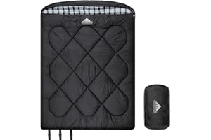AGEMORE 0 Degree Double Sleeping Bag for Adults,Cotton Flannel Lined 2 Person Queen Size Sleeping Bag, Double Wide and Warm f