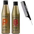 Salerm Cosmetics PROTEIN Shampoo & PROTEIN BALSAM Conditioner DUO Set (wtih Sleek Steel Pin Tail Comb) Keratin Silk Protein (9 oz + 8.6 oz - ORIGINAL COMBO KIT)