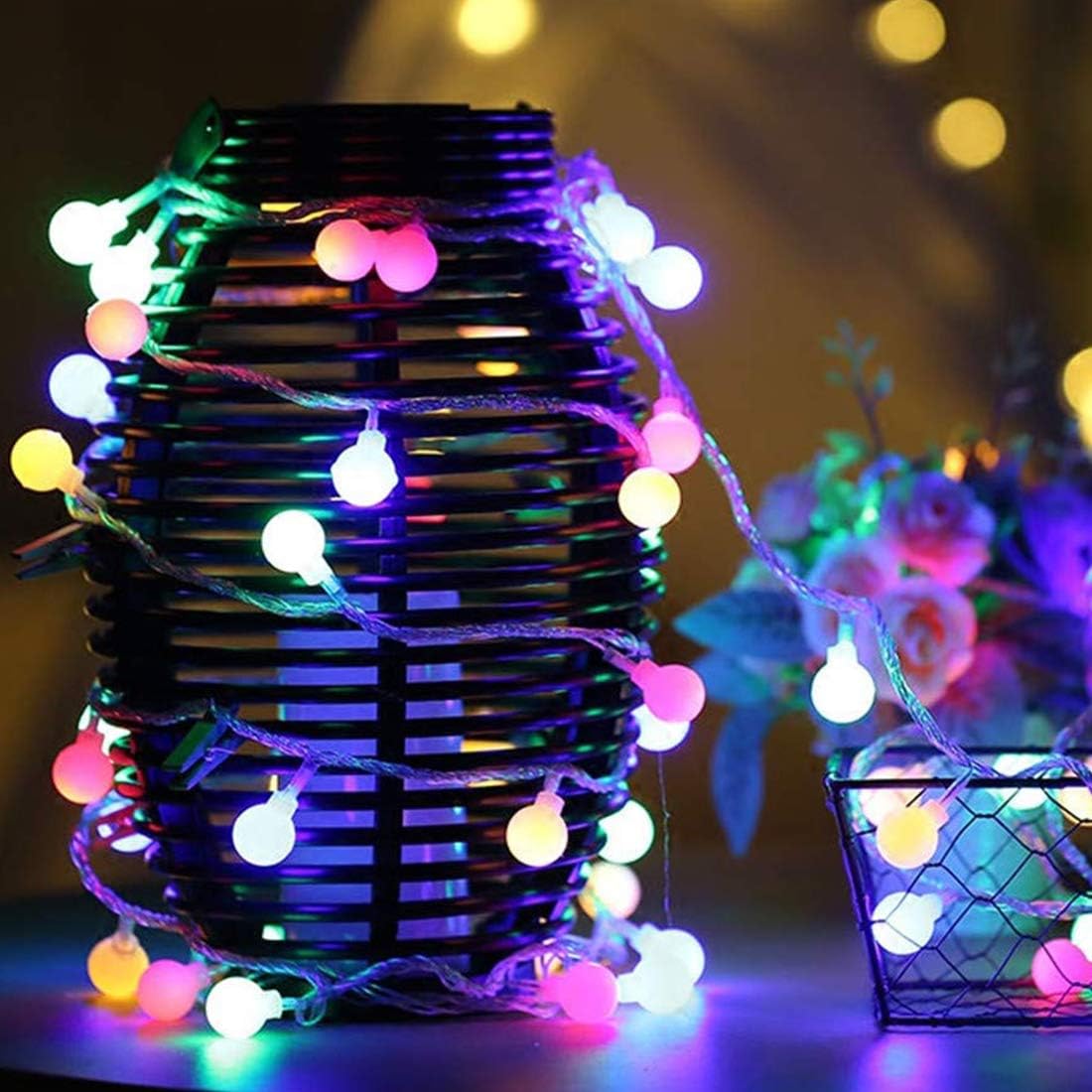 GYDING LED Globe String Lights, 32.8 FT 100 LEDs 8 Modes Waterproof Plug in Twinkle Extendable Ball Starry Fairy Lights for Outdoor Indoor Bedroom Patio Party Christmas Decorations (Multi Color)