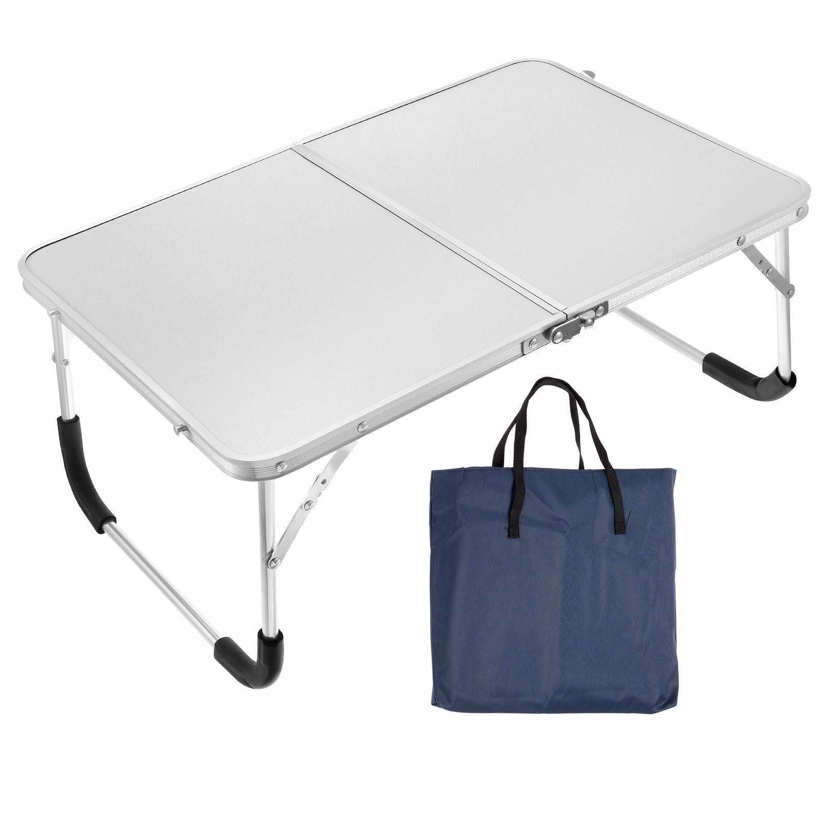 M METERXITY Foldable Laptop Table - Stand Foldable Table Portable Breakfast Tray with Tote Bag, Apply to Outdoor/Hiking/Camping/Fishing (Silver Tone)