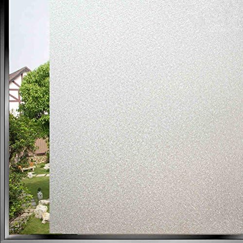 Fofon Non-Adhesive Static Pure Frosted Window Film Privacy Decorative Vinyl Glass Films for Home Bathroom Office Meeting Room (17.71 By 78.74 Inches)