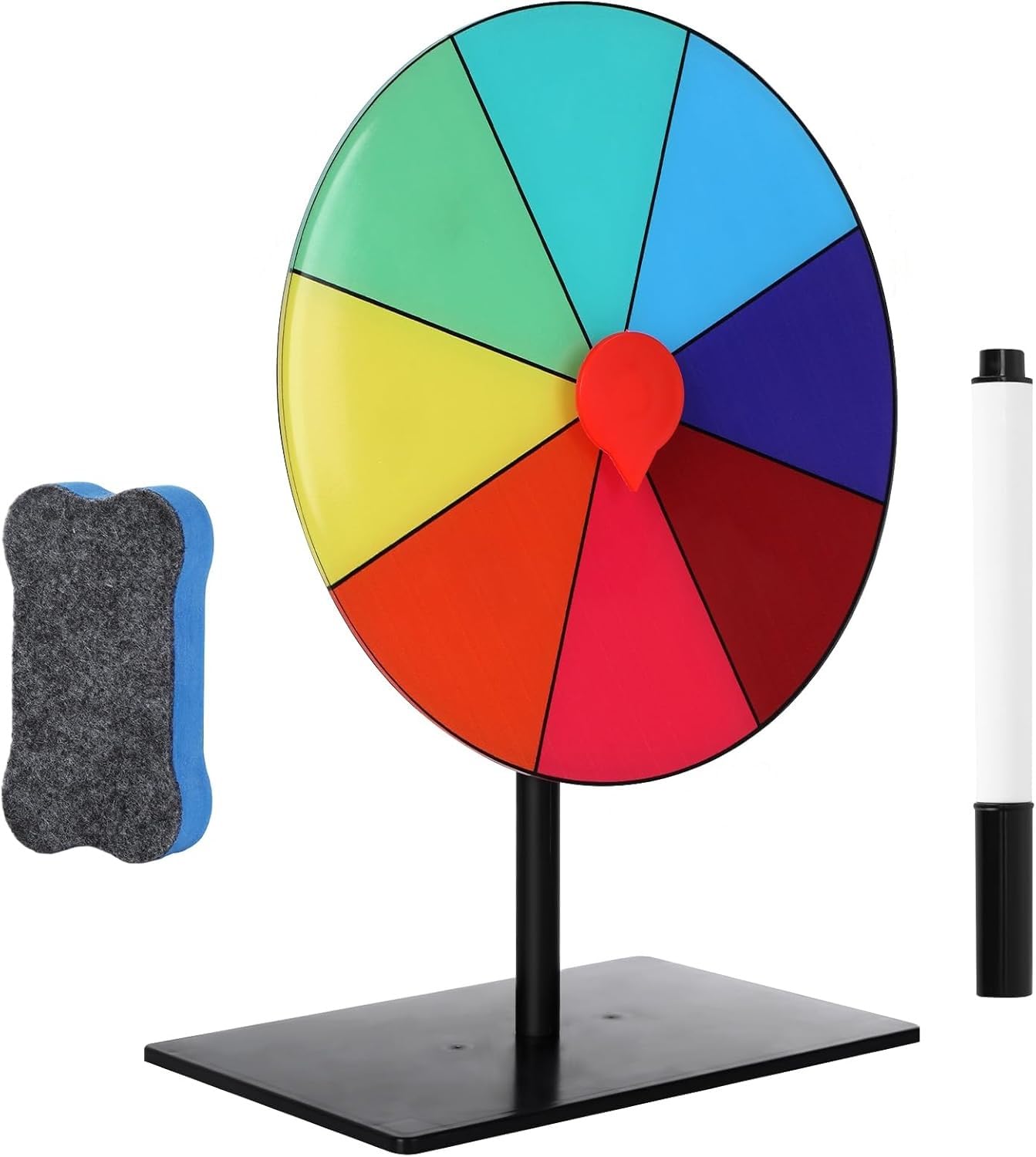 8 Inch Spin the Wheel, 8 Color Slots Spinning Prize Wheel with Dry Erase Marker and Eraser, Tabletop Roulette Spinner for Trade Show, Carnival, Party, Pub and Fortune Game