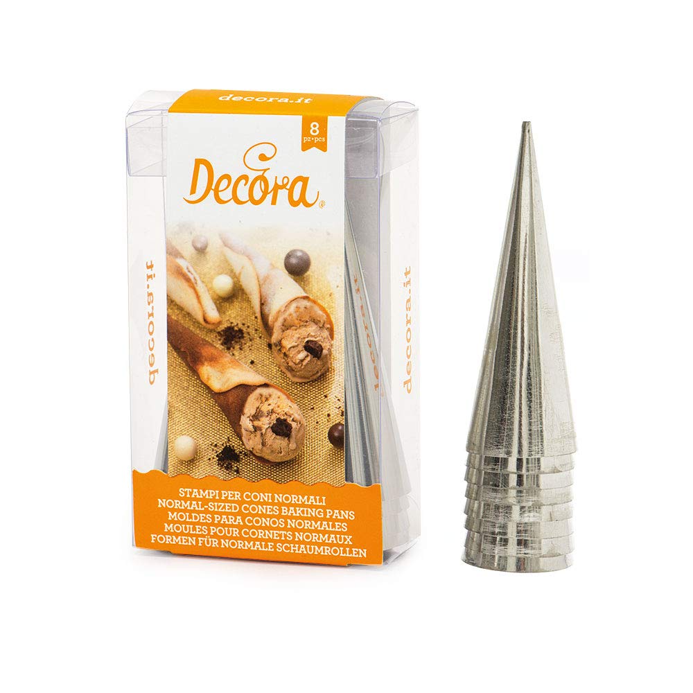 DECORA 8 Cones Moulds, Tinplate, Silver, 12 x 4 x 4 cm