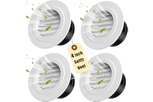 AULKZIOV 4 PCS Soffit Vents 4 Inch, Round Vent Cover with Built-in Fly Screen Mesh, ABS Louver Grille Cover White Soffit Dryer Vent, Best for Kitchen, Office, Bathroom Vent Fan Cover Ventilation