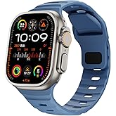 Soft Silicone Waterproof Strap Compatible with Apple Watch Ultra Band 49mm 46mm 45mm 44mm 42mm 41mm 40mm 38mm,Men Women Sport Bands for iWatch Series 10 9 8 7 6 5 4 3 2 1 SE Ultra